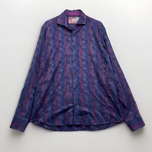 7 Downie St Couture London Blue / Red Camo Size S Long Sleeve Button Down Shirt